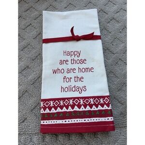 Hallmark Christmas Hand Dish Towel Decorative HAPPY THOSE HOME FOR HOLIDAYS
